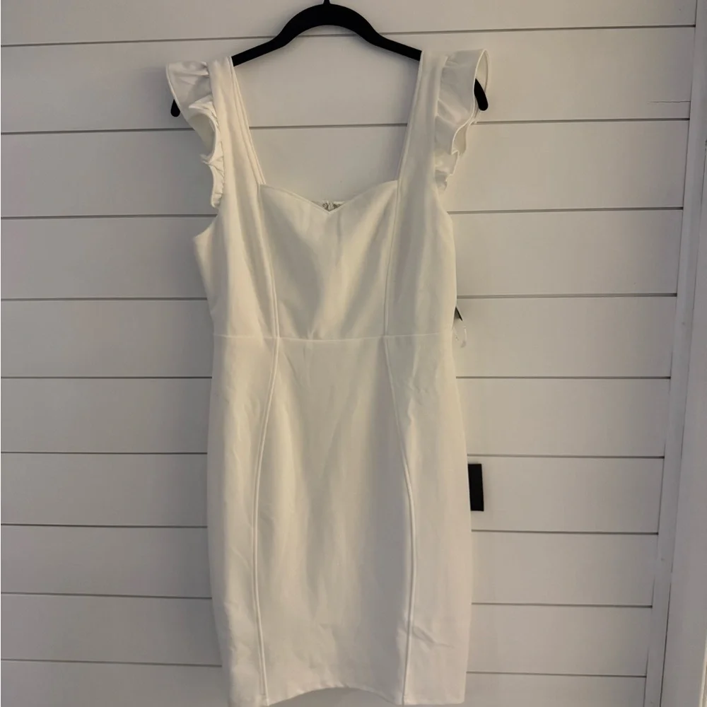 Lulu's White Square Neck Ruffle Strap Mini Dress - Picture 1 of 8